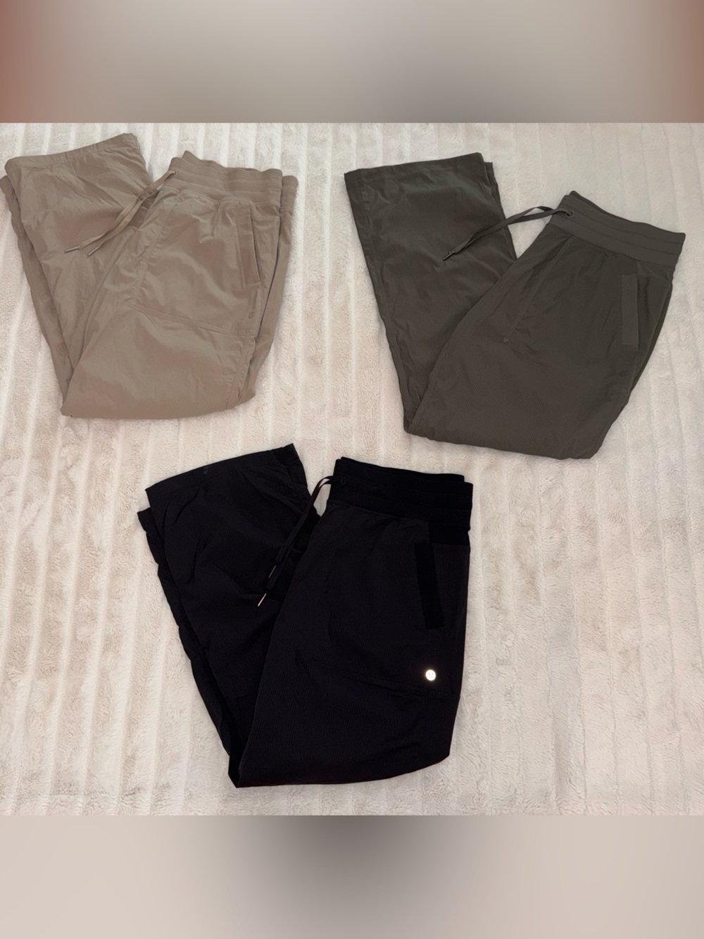 Lululemon LOT of 3 Black Green Beige Dance Studio Lined/Unlined Pants, 12 reg